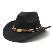 abordables Chapeau Fedora-Homme Chapeau du Kentucky Derby Chapeau de Soleil Chapeau de Cowboy Chapeau Fedora Trilby Noir Rouge Laineux Le style rétro Mode 18ème Siècle État du Texas Quotidien Le thème de la fête Couleur Unie