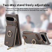 cheap Other Phone Case-Phone Case For Pixel 9 Pro Pixel 9 Pro XL Pixel 8 Pro Pixel 8 Pixel 7 Pixel 7 Pro Pixel 6 Pixel 6 Pro Back Cover with Stand Holder Ring Holder Zipper Retro TPU PU Leather
