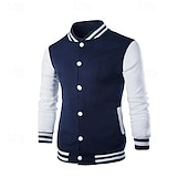 preiswerte Herrenjacken &amp; Herrenmäntel-Herren Leichte Jacke Sommerjacke Bomberjacke übergangsjacke Urlaub Alltagskleidung Warm Klassicher Stil Frühling &amp; Herbst Farbblock Komfort Freizeit Stehkragen Hellgrau Wein Schwarz Dunkelmarine Blau