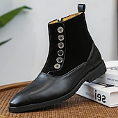 abordables Bottes habillées-bottines à boutons en similicuir bicolore pour hommes – bottines de style victorien vintage pour occasions formelles et décontractées