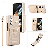 economico Cover Samsung-telefono Custodia Per Z Fold 5 Z Fold 4 Z Fold 3 Per retro con cordino con cinturino da polso Slot per schede Retrò TPU pelle sintetica