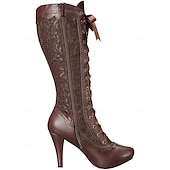 baratos Calçado-Rococó Barroco Vitoriano Sapatos Botas Longas Salto Alto Mulheres Dia Das Bruxas Carnaval Baile de Máscaras Espetáculo Festa / Noite Mascarilha Adulto Sapatos