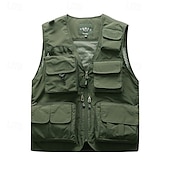 preiswerte Westen-Herren Weste für Wanderer Wander-Fleeceweste Ärmellos Weste Außen Atmungsaktiv Komfortabel Tasche Polyester Dunkelgrau Schwarz Gelb Jagd Angeln Klettern