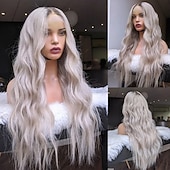 baratos Perucas de seda frontais de cabelo natural-Cabelo humano remy 13x4 Lace Front Peruca Parte do meio Cabelo Brasileiro Ondulado Multi Cores Peruca 130% 150% Densidade do Cabelo Cabelo Ombre Riscas Naturais 100% Virgem Sem cola Pré-depenado Para