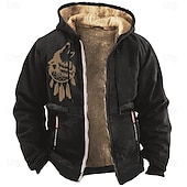 abordables Sudaderas de Caza-Hombre Lobo Vellón Sudaderas Manga Larga Sudaderas Con Capucha Diario Caza Otoño Invierno Negro Azul Piscina Marrón Ropa Diseñador Impresión gráfica S M L XL XXL XXXL
