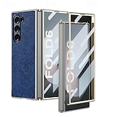Недорогие Чехлы для Samsung-телефон Кейс для Назначение SSamsung Galaxy Z-сгиб 6 Z Fold 5 Z Fold 4 Z Fold 3 Кейс на заднюю панель и протектор экрана Защита от удара ПК Кожа PU