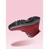 tanie Buty śniegu i zimowe-damskie wodoodporne zimowe buty śniegowe - czerwone sznurowane botki z podszewką ze sztucznego futerka, antypoślizgowa podeszwa, idealne na zajęcia na świeżym powietrzu i w chłodne dni