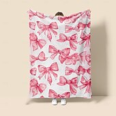 cheap Blankets &amp; Throws-Pink Bow Blanket Soft and Cozy Throw with Elegant Bow Design Perfect for Adding a Touch of Charm and Comfort to Your Home Decor Ideal  Gift For Chirstmas Xms