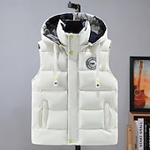 preiswerte Herren Steppweste-Herren Puffer Weste Kapuzenweste Gepolstert Weste Steppweste Täglich Verabredung Urlaub Modisch Brautkleider schlicht Herbst Winter Tasche Polyester warm halten Komfortabel Graphic Reisverschluss Mit