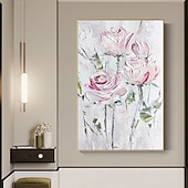 abordables Peintures fleurs/botaniques-Fait à la main Peinture à l&#039;huile Hang-peint Peint à la main Verticale Abstrait A fleurs / Botanique Moderne Rideau (sans cadre)