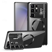 رخيصةأون جراب سامسونج-هاتف غطاء من أجل سامسونج جالاكسي S24 Ultra S23 Ultra S22 ألترا S21 Ultra اس 25 الترا حالة الامتزاز المغناطيسي مع ماجسيف مع حامل شفاف مغناطيس أكريليك معدن