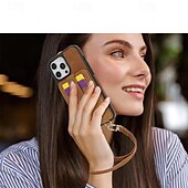 abordables Carcasas iPhone-teléfono Funda Para iPhone 16 Pro Max Plus iPhone 15 Pro Max Plus iPhone 14 13 12 Pro Max Plus iPhone 14 Pro Max iPhone 13 12 Pro Max Funda Trasera con Soporte Espejo con cordón Retro TPU Cuero de PU