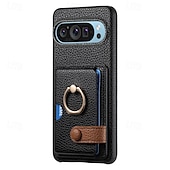 זול תיק טלפון אחר-טלפון מגן עבור Pixel 9 Pro Pixel 9 Pro XL Pixel 8 Pro Pixel 8 פיקסל 9 Pixel 7 Pixel 7 Pro Pixel 6 Pixel 6 Pro כיסוי אחורי מחזיק טבעת חריץ לכרטיס עמיד בזעזועים רטרו TPU עור PU