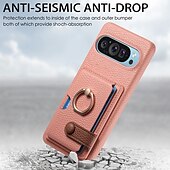זול תיק טלפון אחר-טלפון מגן עבור Pixel 9 Pro Pixel 9 Pro XL Pixel 8 Pro Pixel 8 פיקסל 9 Pixel 7 Pixel 7 Pro Pixel 6 Pixel 6 Pro כיסוי אחורי מחזיק טבעת חריץ לכרטיס עמיד בזעזועים רטרו TPU עור PU