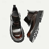 preiswerte Hochwertige Lederstiefel-Herren-Stiefeletten mit dicker Sohle in glänzendem Braun – modernes Slip-On-Design für legere und formelle Anlässe