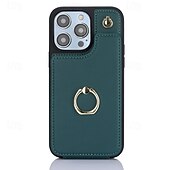 お買い得  iPhone用ケース-電話 ケース 用途 iPhone 16 Pro Max プラス iPhone 15 プロマックスプラス iPhone 14 13 12 11 Pro Max Plus iPhone 14 Pro Max iPhone 13 12 11 Pro Max バックカバー バンカーリング ストラップ付き カード挿入口 レトロ風 TPU PUレザー