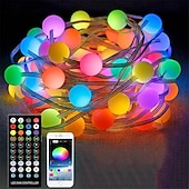 abordables Enchufe eléctrico-Luces de hadas LED inteligentes de 10 m, luces de cadena que cambian de color RGB y blanco cálido controladas por aplicación con sincronización de música y 20 escenas para decoración de Navidad, dormitorio, pared y manualidades