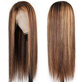 economico Parrucche lace front capelli veri-Parrucca in pizzo 4*4 colore pianoforte p4/27 capelli umani in pizzo frontale dritto densità 150%