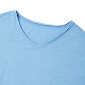 cheap Cotton Linen T-shirts-Men&#039;s T Shirt Moisture Wicking Shirts Short Sleeve V Neck Plain Sports Basic Casual Casual Navy Denim Blue Black Top Tee for Men