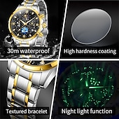 voordelige Quartz-horloges-olevs 9807 herenhorloge modetrend multifunctioneel origineel sterrenhemel waterdicht maanfase horloge luxe merk heren quartzhorloge