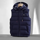 billiga Herrarnas puffer väst-Herr Pufferjacka Pufferväst Väst Gilet Quiltad väst Dagligen Datum Semester Mode Ledigt Höst vinter Ficka Polyester Håller värmen Bekväm Slät Dragkedja Huva Normal Svart Blå Grå Väst