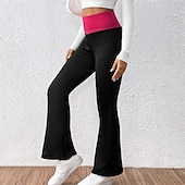 voordelige Yoga leggings en panty's-Dames Yogabroek Met fleece gevoerde legging Yoga legging Billenlift Buikcontrole Hoge taille Pilates Sportschooltraining Training Panty Kleurenblok Zwart Herfst Winter Sport Sportkleding Rekbaar Slank