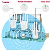 olcso Vezeték nélküli útválasztók-wlan átjátszó 1200 mbit/s wlan erősítő wifi átjátszó kétsávos 5 ghz  &amp; 2,4 GHz-es wifi bővítő 2 ethernet lan/wan port wps ismétlő/router/ap móddal