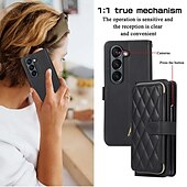 お買い得  サムスン用ケース-電話 ケース 用途 Zフリップ6 Z Flip 5 Z Flip 4 Z Flip 3 バックカバー スタンド付き ジッパ－ ストラップ付き レトロ風 TPU PUレザー