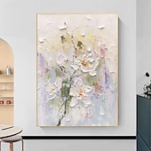 preiswerte Blumen-/Botanische Gemälde-Ölgemälde handgemaltes 3D-Blumengemälde, handgefertigtes Palettenmesser, Blumen, Ölgemälde, Wandkunst, großes 3D-weißes Strukturgemälde, moderne dekorative Gemälde, Impressionismus, abstraktes weißes
