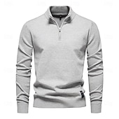preiswerte Herren Elite Pullover &amp; Cardigans-Herren Pullover Reißverschluss-Pullover Gerippt Stricken Normale Oberteile Reißverschluss Einfarbig Gerollter Kragen Strickware Täglich Outdoor Sport &amp; Outdoor Bekleidung Frühling &amp; Herbst Schwarz