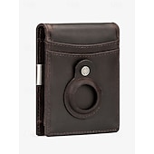 お買い得  ウォレット-男性用 ウォレット クレジットカードホルダーウォレット レザー 牛革 オフィス ショッピング カジュアル／普段着 複数のポケット 大容量 耐久 RFIDブロッキング 純色 ダークブラウン ブラック 褐色