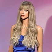 voordelige Synthetische trendy pruiken-Synthetische pruiken Gekruld Golvend Strakke pony Met pony Machinegemaakt Pruik 66.0 cm Blond Synthetisch haar Dames Schattig Cosplay Feest Blond