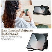 Недорогие Чехлы для Samsung-телефон Кейс для Назначение Z-сгиб 6 Z Fold 5 Z Fold 4 Z Fold 3 Кейс на заднюю панель со стендом Молния с ремешком Ретро ТПУ Кожа PU