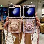 Недорогие Чехлы для Samsung-телефон Кейс для Назначение Z-флип 6 Z Flip 5 Z Flip 4 Z Flip 3 Кейс на заднюю панель с ремешком Защита от удара Ретро текстильный ТПУ