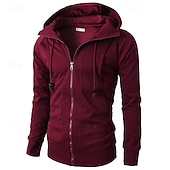 voordelige basic hoodies voor heren-Voor heren Hoodie met rits Hoodie met volledige rits Fleece hoodie Zwart Wijn Leger Groen Marineblauw Khaki Capuchon Effen Rits omhoog Zak Sport &amp; Outdoor Dagelijks Feestdagen Polyester Streetwear