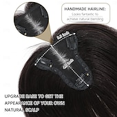 economico Pezzi di capelli umani e toupet-topper per capelli 9.8&quot; topper per capelli umani per donne topper per capelli color castano scuro per capelli diradati topper per capelli umani 100% veri per donne