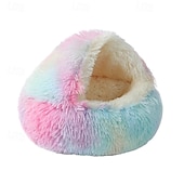 economico Coperte e plaid-Letto di peluche per gatti, ciambella rilassante, letto per cani e gatti, letto rotondo lavabile anti-ansia, soffice letto per coccole per cani, comodo letto con cuscino per cani e gatti per cuccioli di piccola taglia