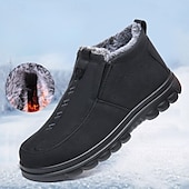 levne Zima a sněhové boty-pánské zimní kotníkové boty s kožíškem – nazouvací nepromokavé teplé boty pro outdoor i běžné nošení