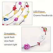 tanie Party Supplies-20-elementowa LED Kwiatowa Korona Opaska na Głowę Świecące Kwiatowe Opaski dla Kobiet na Halloween Ślub Imprezę Urodzinową Prezent na Boże Narodzenie