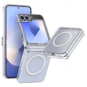 cheap Samsung Cases-Phone Case For Z Flip 6 Z Flip 5 Z Flip 4 Z Flip 3 Back Cover Magnetic Support Wireless Charging Shockproof Retro TPU Silicone