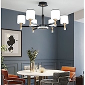 billige Pendellys-moderne lysekrone taklampe led pendellys moderne innfelt taklampe for spisestue stue svart gylden 6/8/10/15-lys 110-240v