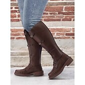 abordables Bottes de combat-bottes de combat à lacets à mollet large pour femmes avec sangles à boucle, semelle robuste - confortables et élégantes pour une tenue décontractée et extérieure