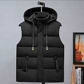 preiswerte Men&#039;s Vest-Herren Puffer Weste Kapuzenweste Gepolstert Weste Steppweste Täglich Verabredung Urlaub Modisch Brautkleider schlicht Herbst Winter Tasche Abnehmbare Kapuze Polyester warm halten Komfortabel Farbblock