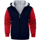 economico felpe in pile-Per uomo Felpa con cappuccio Felpa con cappuccio a zip intera Felpa con cappuccio in pile Rosso bordeaux Nero Rosso Blu marino Grigio chiaro Con cappuccio Liscio Sportivo Giornaliero Per eventi