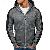 abordables sudaderas basicas hombre-Hombre Sudadera con capucha y cremallera completa Sudadera con cremallera Sudadera con capucha y cremallera Negro Gris Claro Gris Oscuro Con Capucha Bloque de color Cerrar Cremallera Bolsillo Deporte