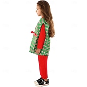 billiga Barnkostymer-julklapp Candy Cane Kläder Finkostym Julkostym Pojkar Flickor Cosplay kostym Barn Jul Nyår julafton Jul Fest Väst