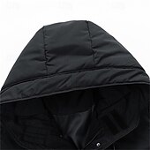 cheap Men&#039;s Downs &amp; Parkas-Men&#039;s Winter Jacket Puffer Jacket Hoodie Jacket Parka Pocket Polyster Fleece lined Daily Wear Date Vacation Long Fashion Casual Comfortable Thermal Warm Fall &amp; Winter Solid / Plain Color Black Army