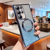 abordables Carcasas Samsung-teléfono Funda Para S24 S24 Ultra Plus S24 FE S23 S22 S21 S20 Ultra Plus FE S25 Ultra Funda Trasera Magnética Soporte de carga inalámbrica Antigolpes Retro Enchapado