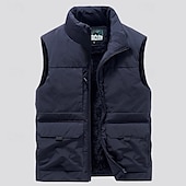 halpa Gilets-Miesten Kalastusliivi Päivittäin Vapaa-aika 봄 &amp; Syksy Tasku Polyesteri Mukava Yhtenäinen väri Vetoketju Stand-kaula-aukko Musta Khaki Tumman sininen Tumman harmaa Liivi