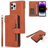 cheap iPhone Cases-Phone Case For iPhone 16 Pro Max Plus iPhone 15 Pro Max Plus iPhone 14 13 12 11 Pro Max Plus iPhone 14 Pro Max iPhone 13 12 11 Pro Max Flip Cover with Stand Holder with Wrist Strap Card Slot Retro